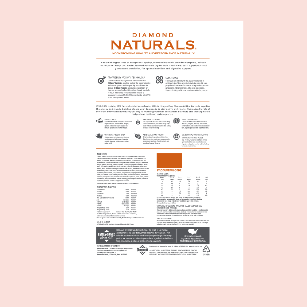 Diamond Naturals Chicken & Rice Adult - Mascota Now MX