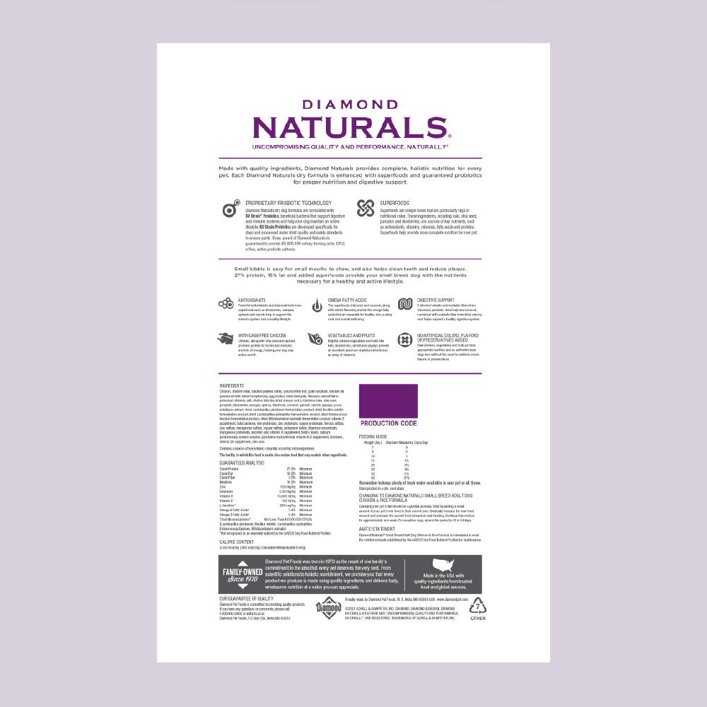 Diamond Naturals Small Breed Adulto Dog - Mascota Now MX